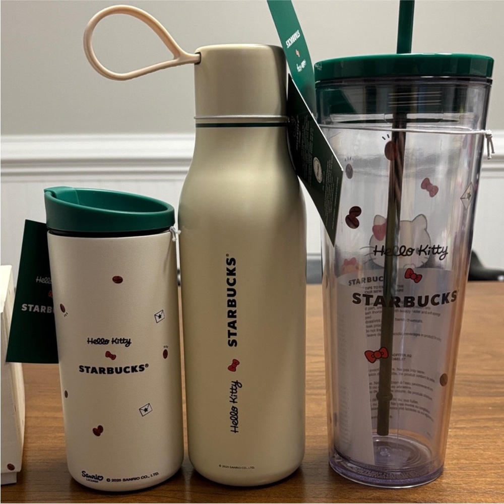 Lot Of 4 Starbucks x Hello Kitty 2025 Limited  Mug, Tumblers  & 24 Oz Cold Cup - Picture 2 of 5